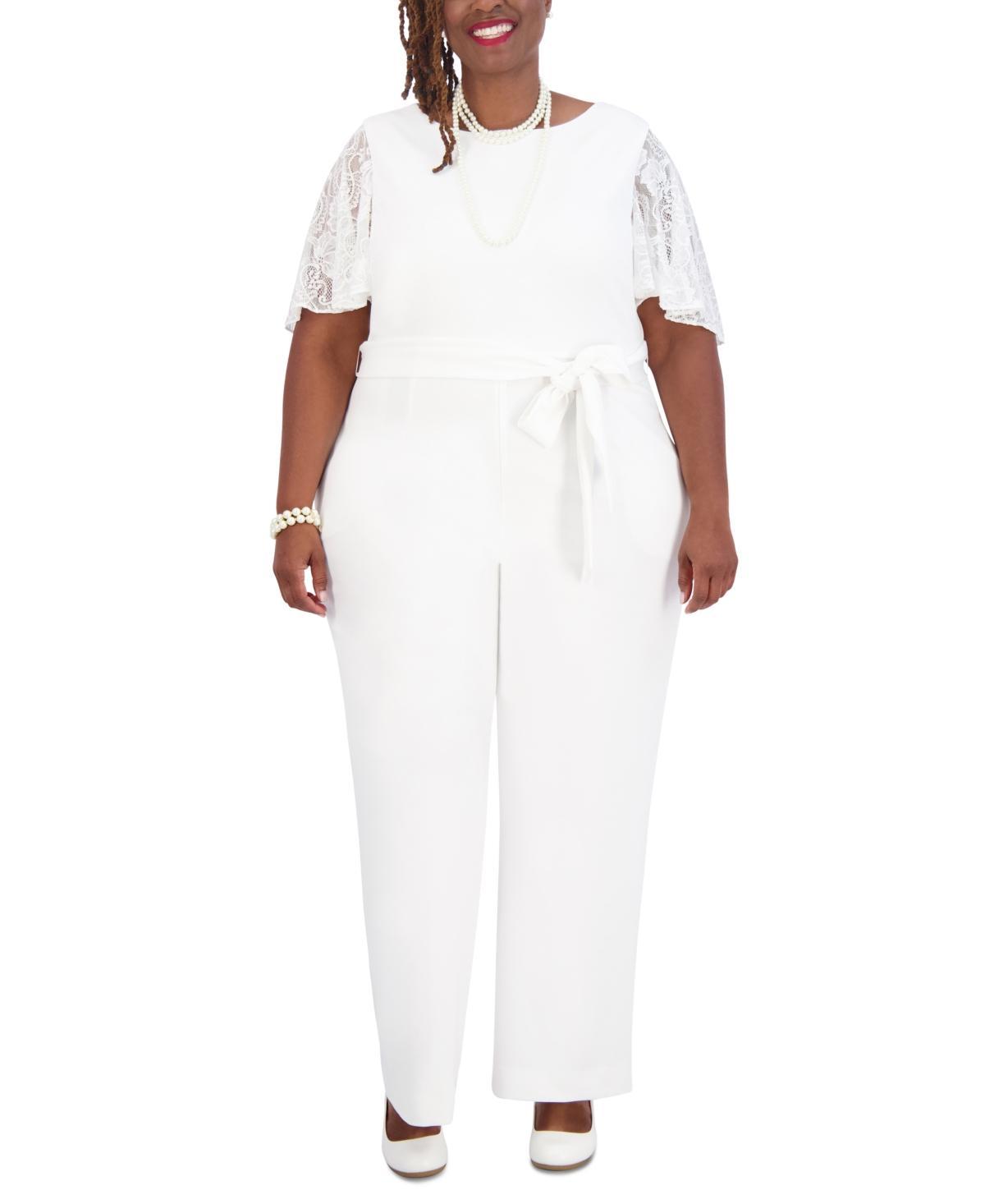 Kasper Lace-Sleeve Jumpsuit, Womens & Plus Size Product Image