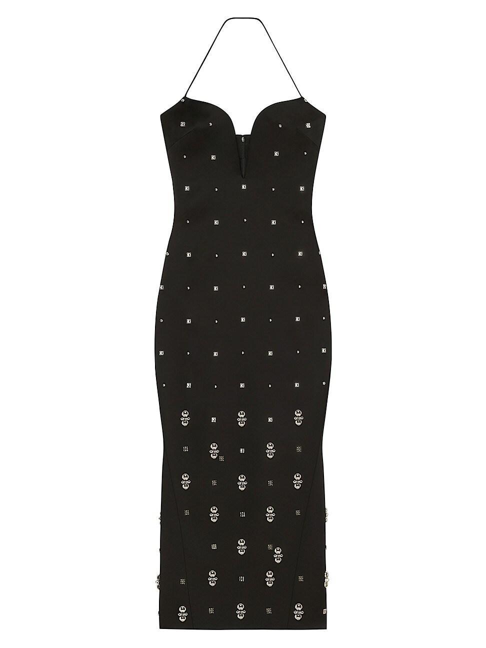 Womens Dress with Plunging Neckline with 4G Rhinestones and Pearls Product Image