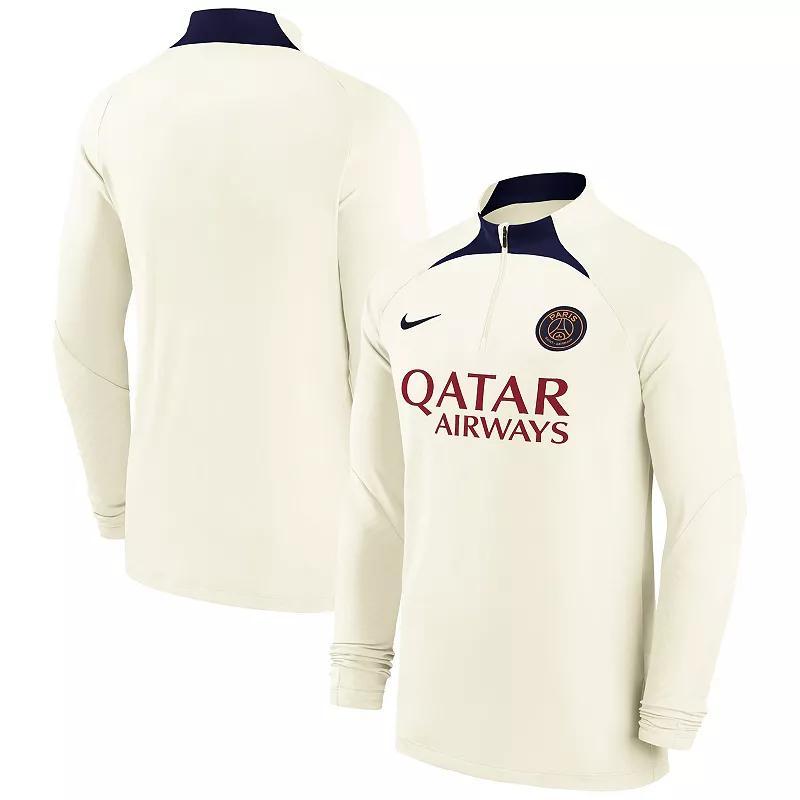 Mens Nike Cream Paris Saint-Germain Strike Drill 2023/24 Performance Quarter-Zip Long Sleeve Top Product Image