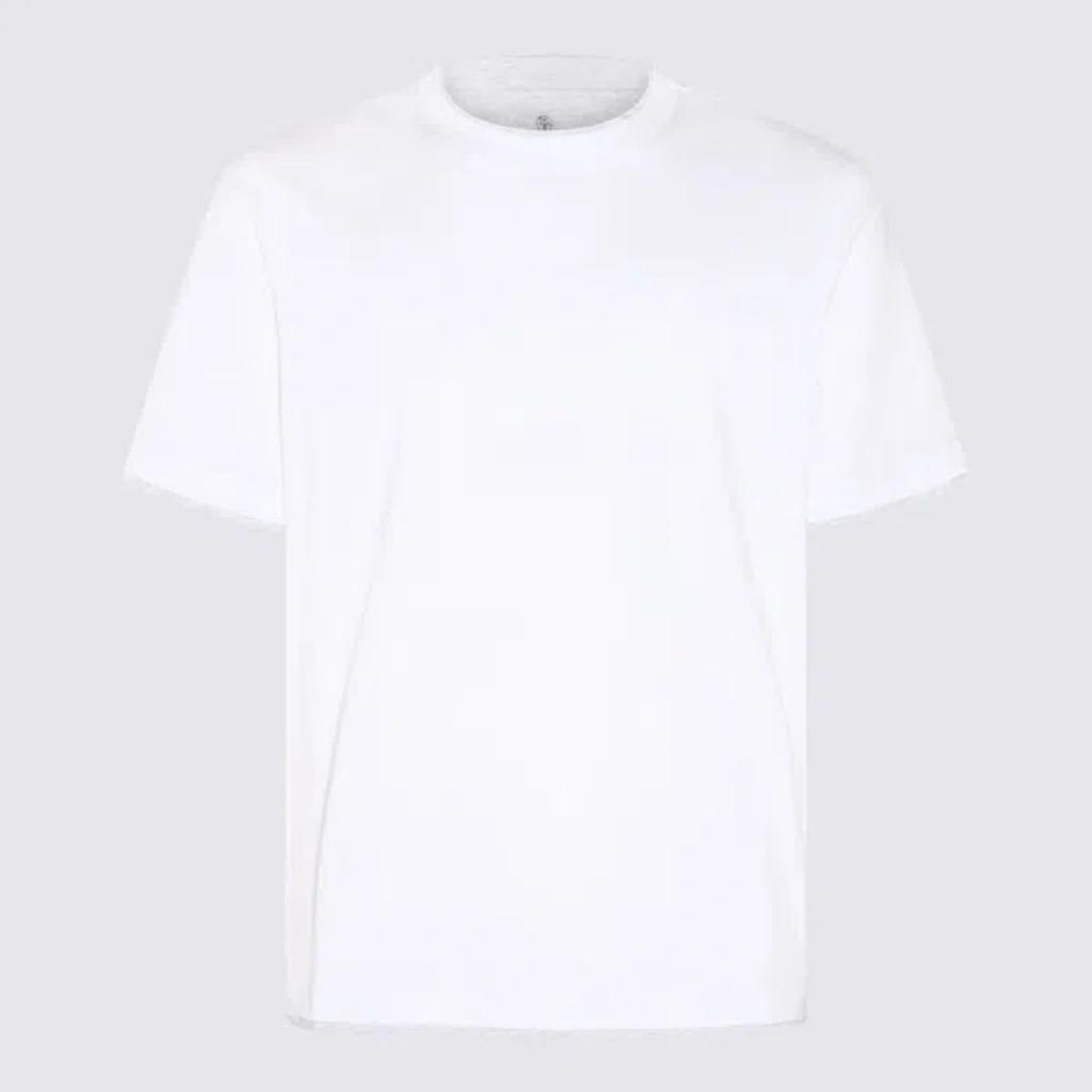 BRUNELLO CUCINELLI White Cotton T-shirt In Multicolor Product Image