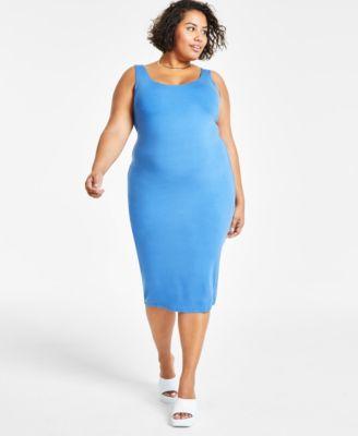 Trendy Plus Size Sleeveless Bodycon Midi Dress, Created for Macy's product image