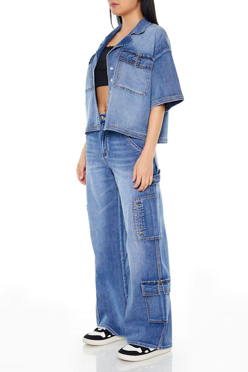 Stone Wash Utility Cargo Jeans | Forever 21 Product Image