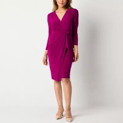 Jessica Howard Womens Long Sleeve Midi Sheath Dress Product Image