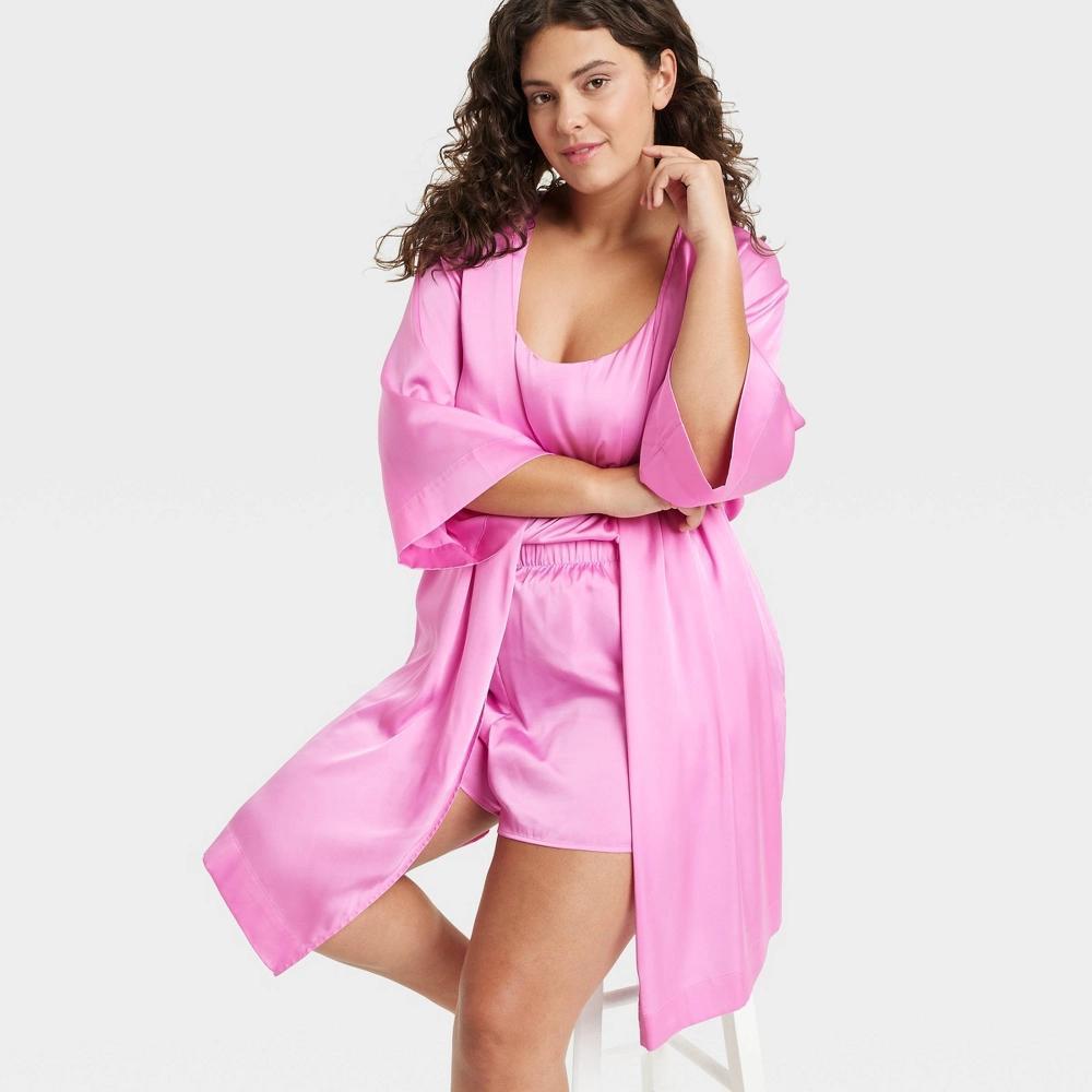 Women's Satin Robe - Auden™ Pink 1X/2X Product Image