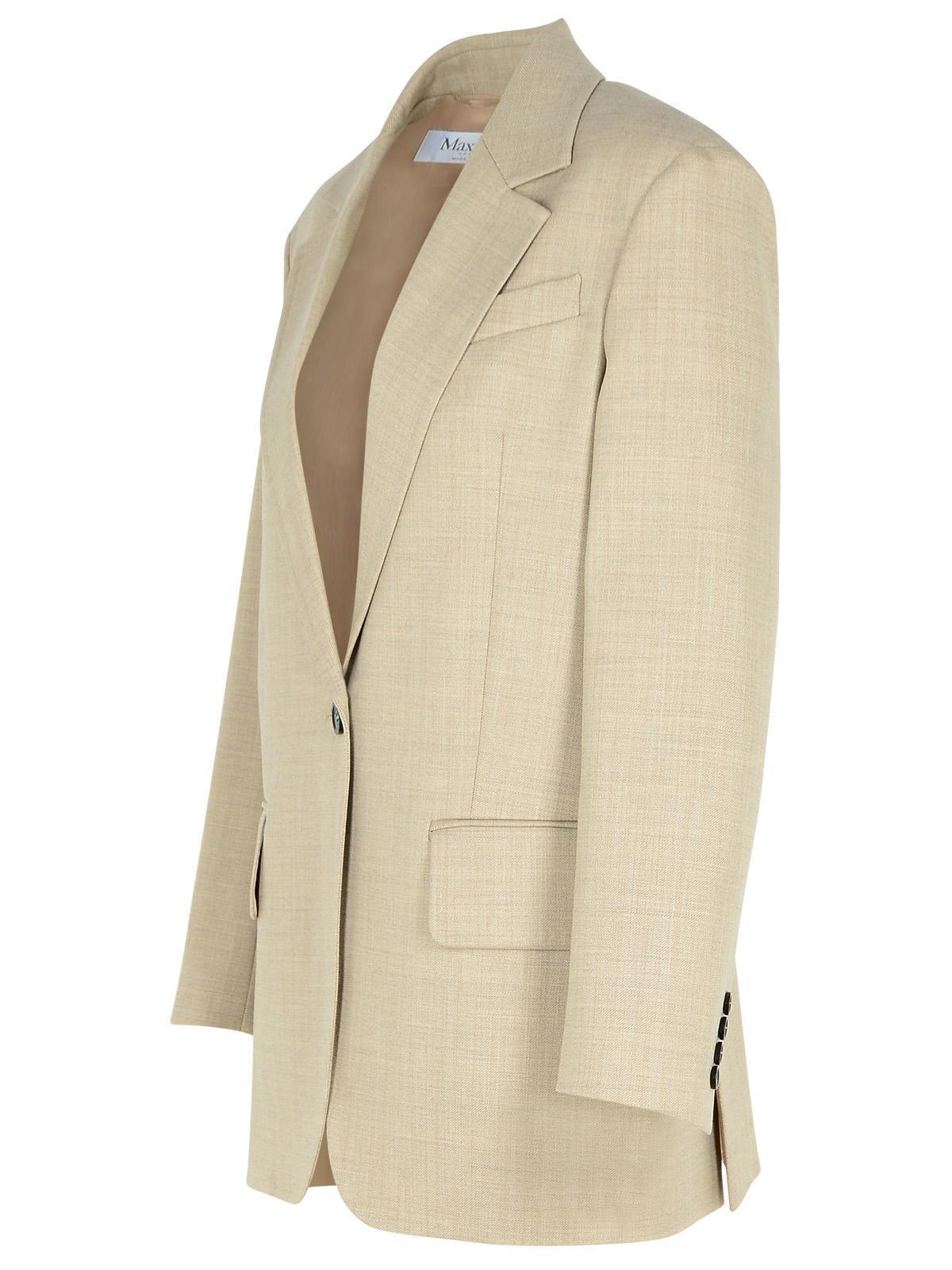 MAX MARA Rosi Beige Virgin Wool Blazer In Cream Product Image