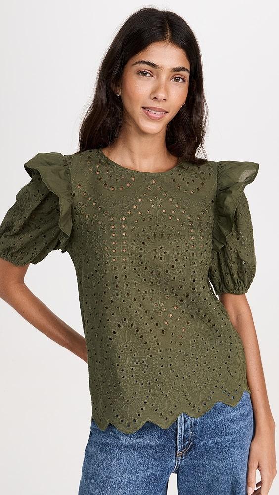 English Factory Ruffle Sleeve Eyelet Top | Shopbop Product Image