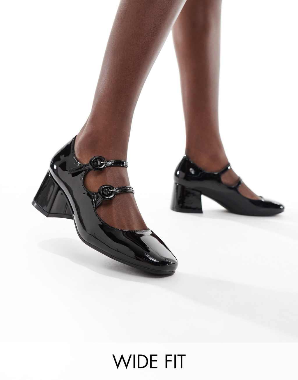 Glamorous heeled mary janes in black patent Product Image