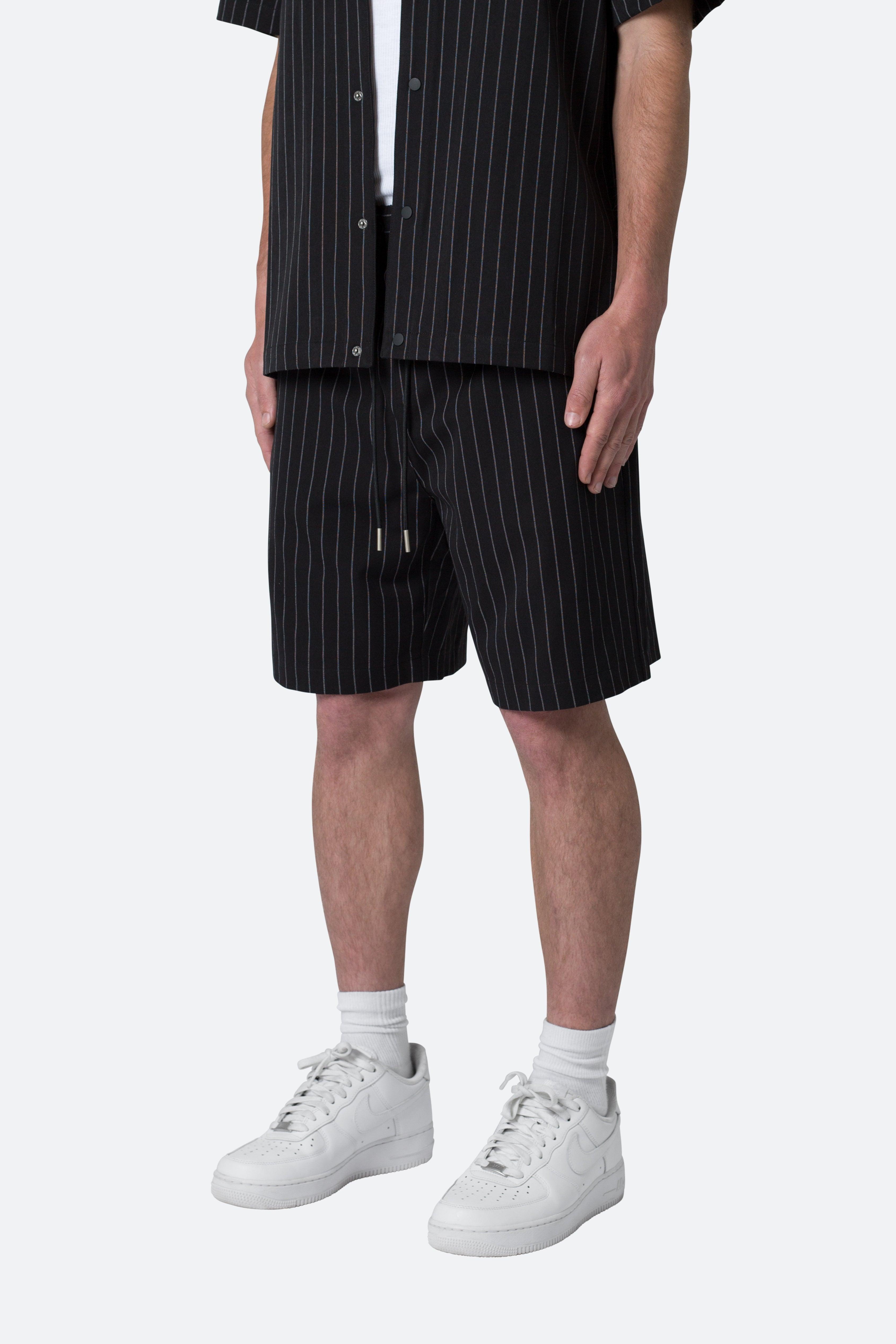 Pinstripe Shorts - Black Product Image