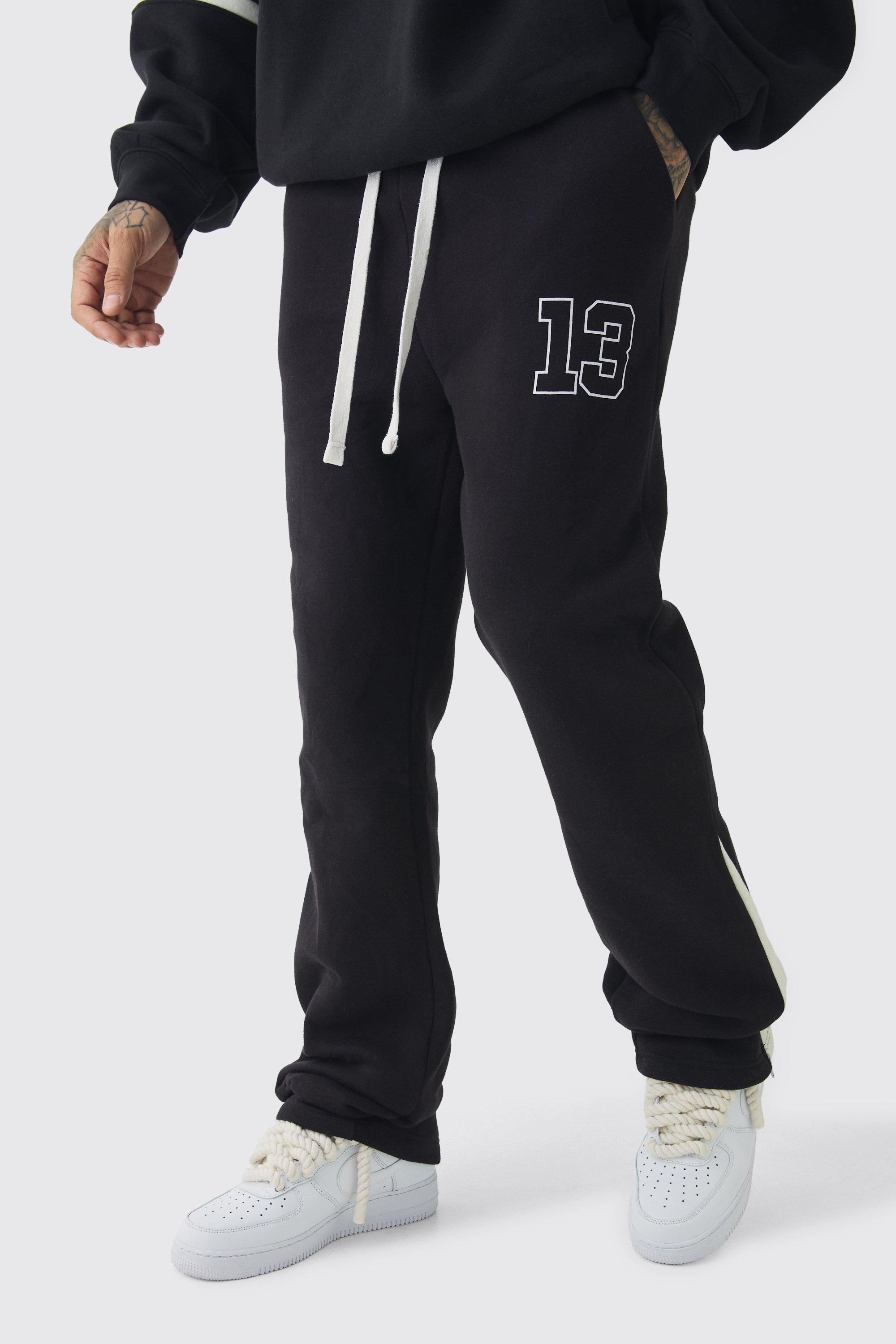 Tall Slim Flared Varsity Gusset Sweatpants | boohooMAN USA Product Image