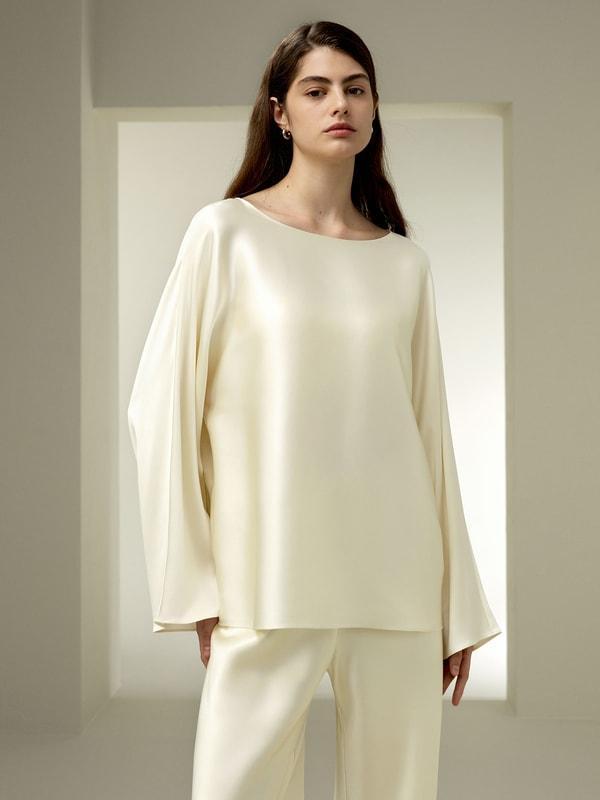 Silk Charmeuse Crewneck blouse Product Image