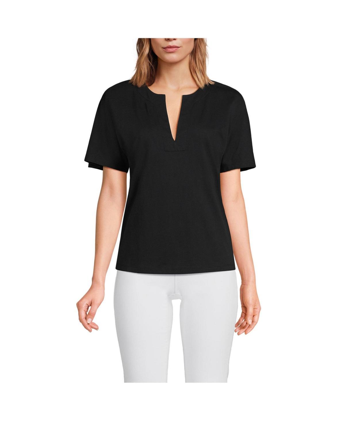 Lands End Womens Supima Notch Neck T-shirt Product Image