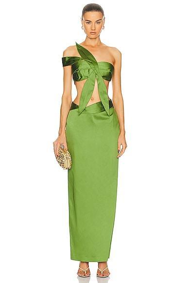 Cult Gaia Sharlena Long Gown Olive. (also in ). Product Image