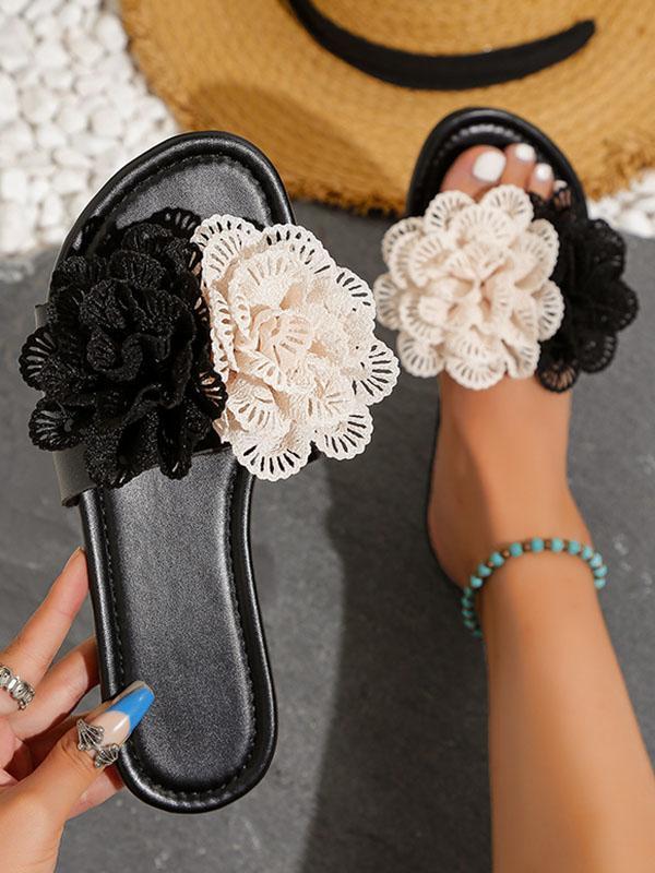 Contrast Color Flower Shape Hollow Open Toe Slippers Product Image