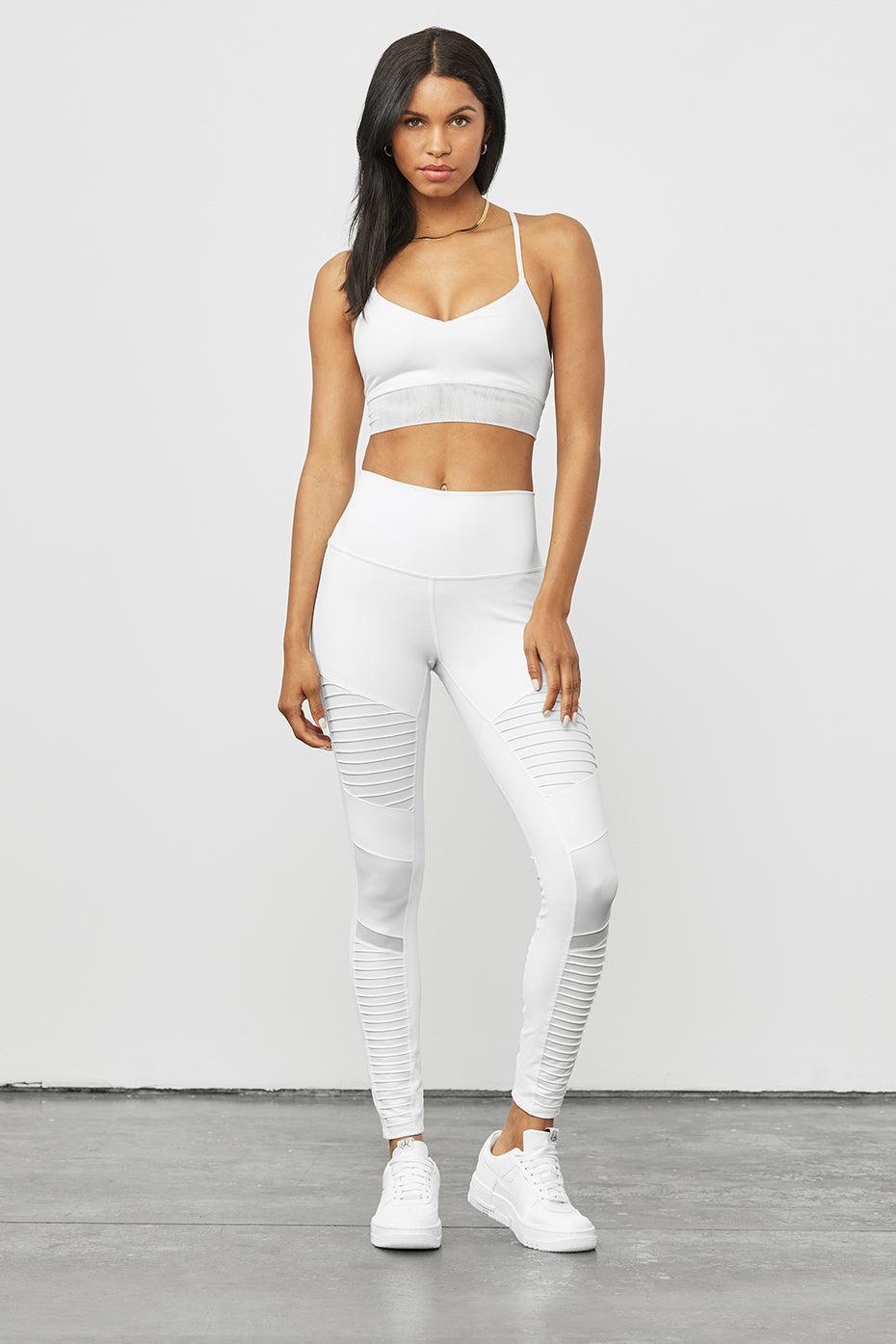 High-Waist Moto Legging - White/White Glossy Female Product Image