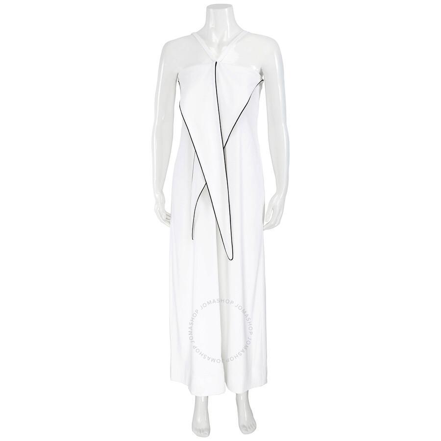 BURBERRY White Stretch Jersey Drape Detail Gown Product Image