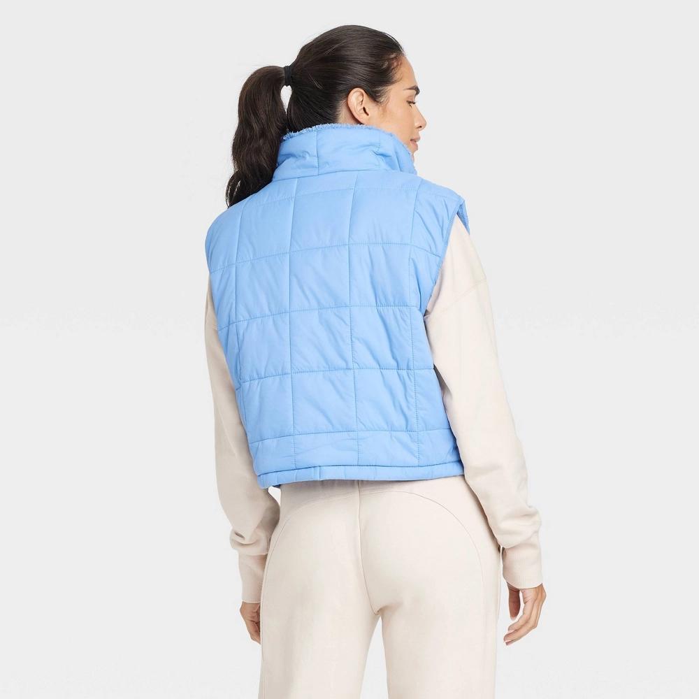 Women's High Pile and Quilted Vest - JoyLab™ Light Blue XXL Product Image