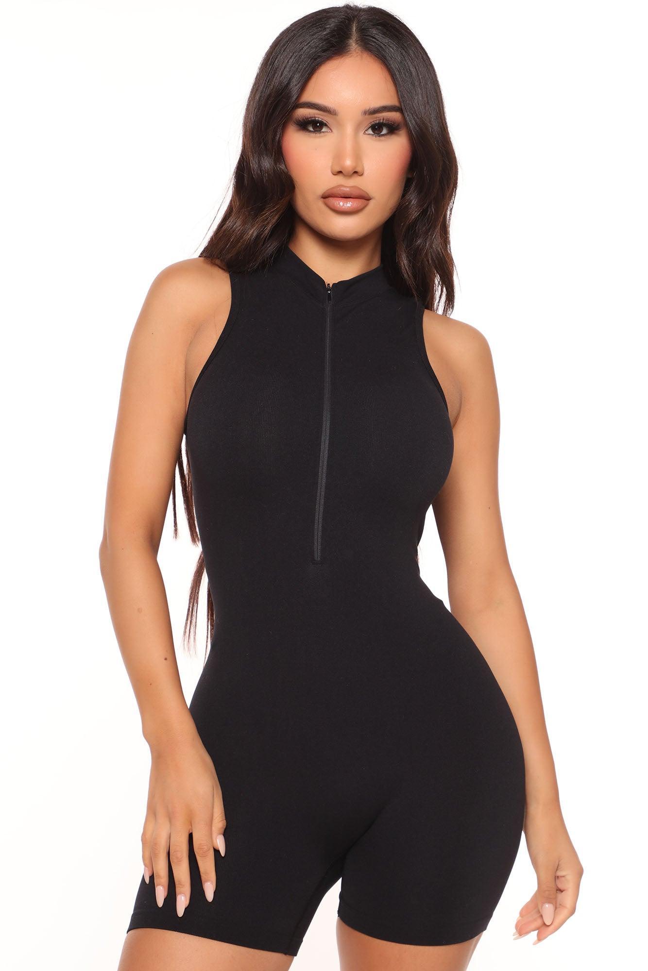 Smooth Talk Seamless Romper - Black Product Image