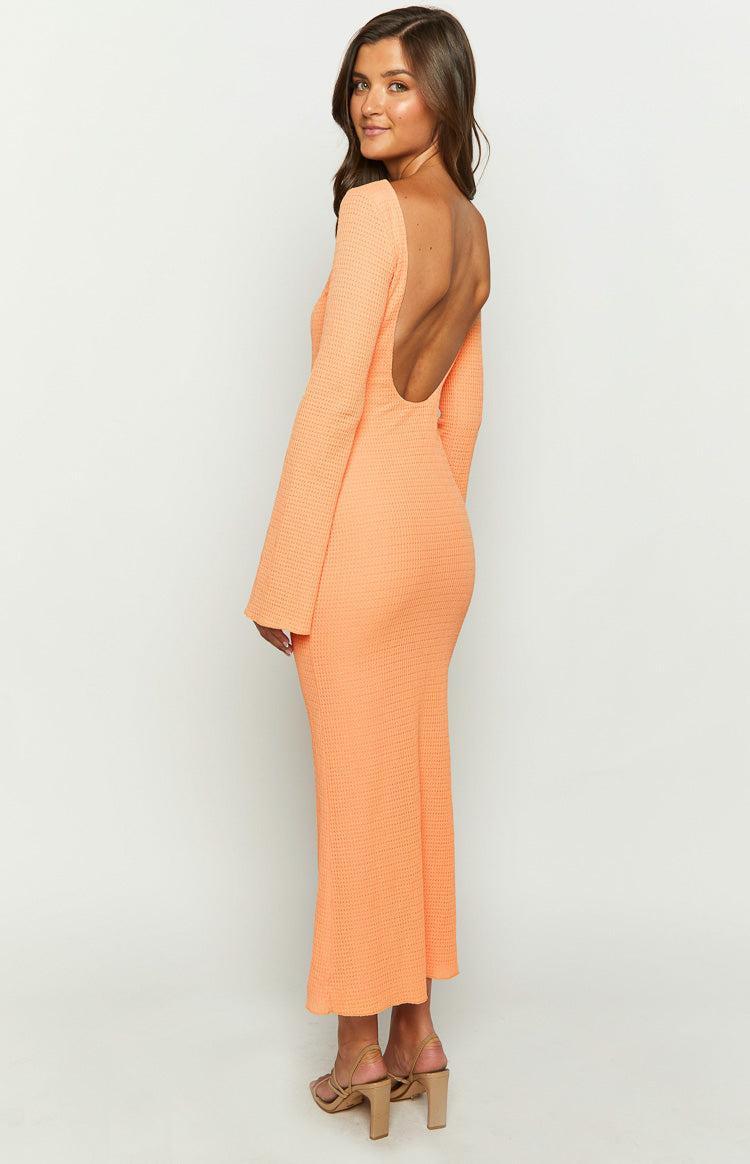 Looking For Love Orange Long Sleeve Midi Dress Product Image