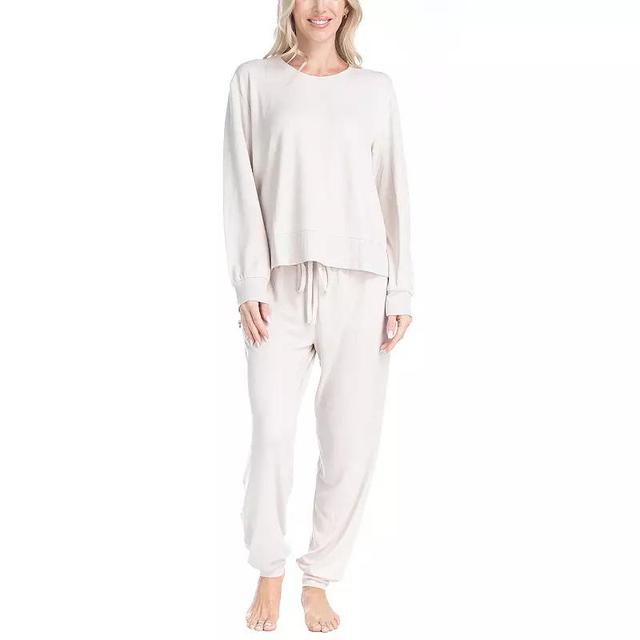 Womens Ocean Pacific Fuzzy Feelings Long Sleeve Pajama Shirt & Pajama Bottoms Sleep Set Product Image