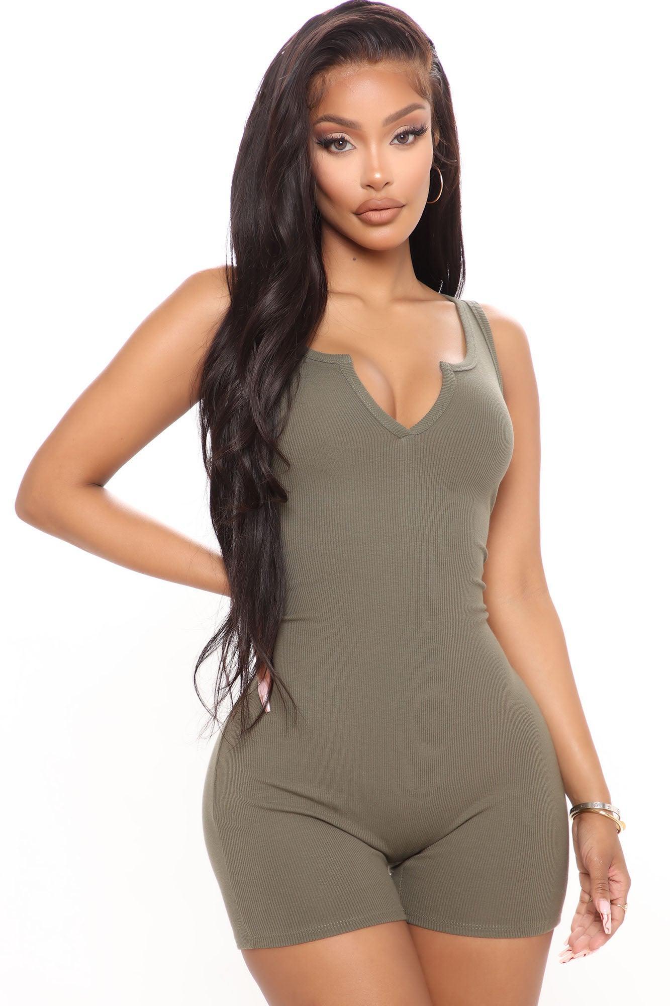 Notch On My Belt Romper - Olive Product Image