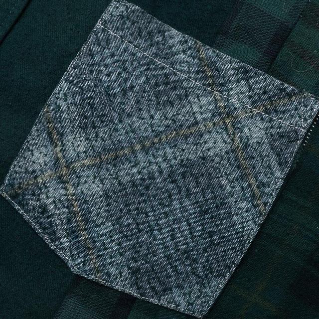 Flannel Shirt 7 Cuts Shirt Over Dye - Green Male Product Image