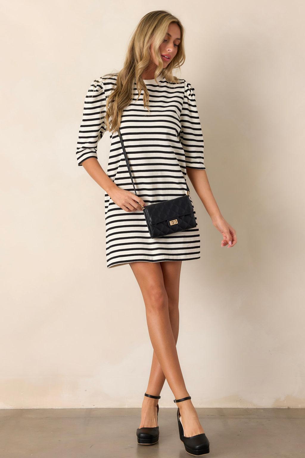 All My Love 100% Cotton White Stripe Mini Dress Product Image