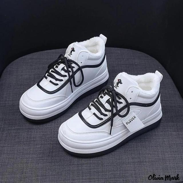 Olivia Mark – Winter Fleece High-top Athletic Casual Shoes Product Image