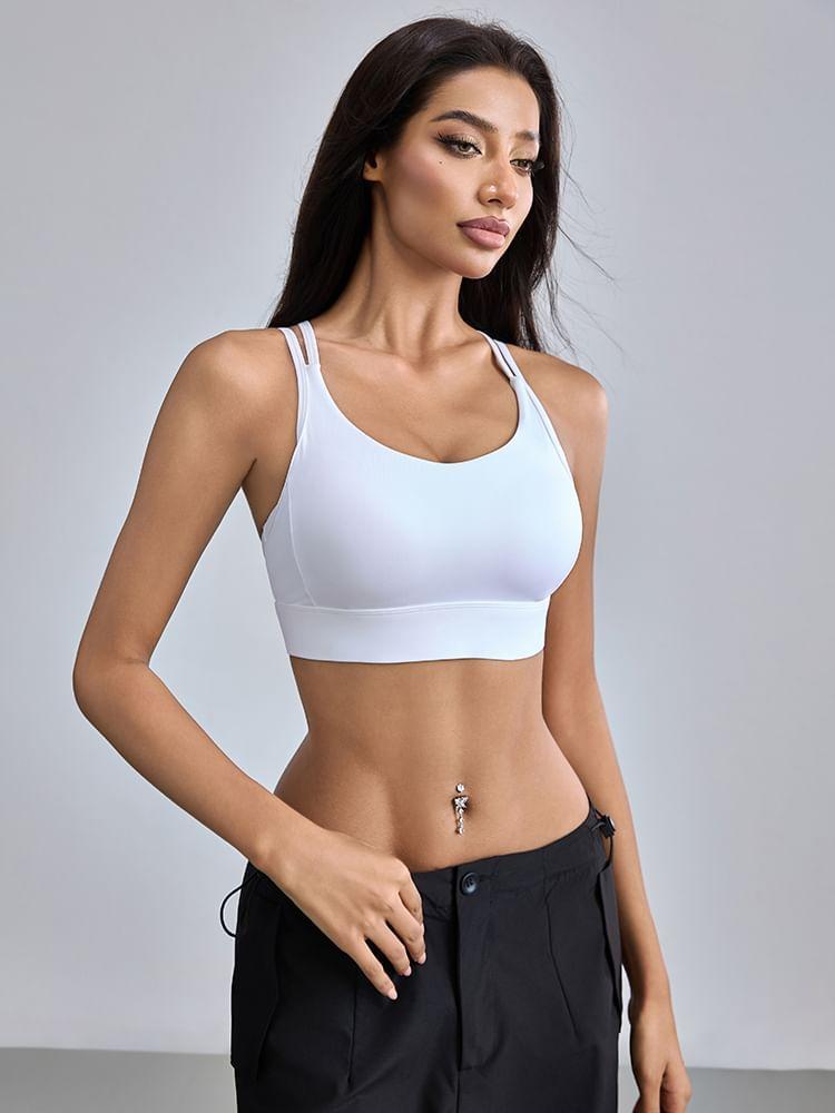 Spaghetti Strap Plain Sports Bra Product Image