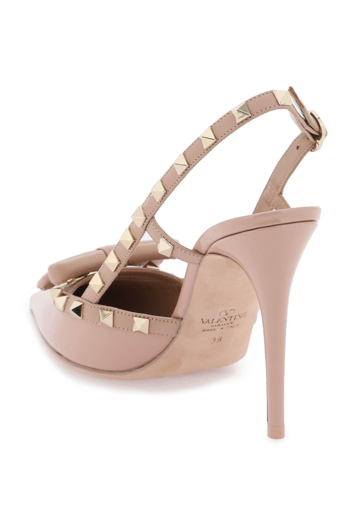 VALENTINO GARAVANI Rockstud Bow Slingback Pumps In Beige,pink Product Image