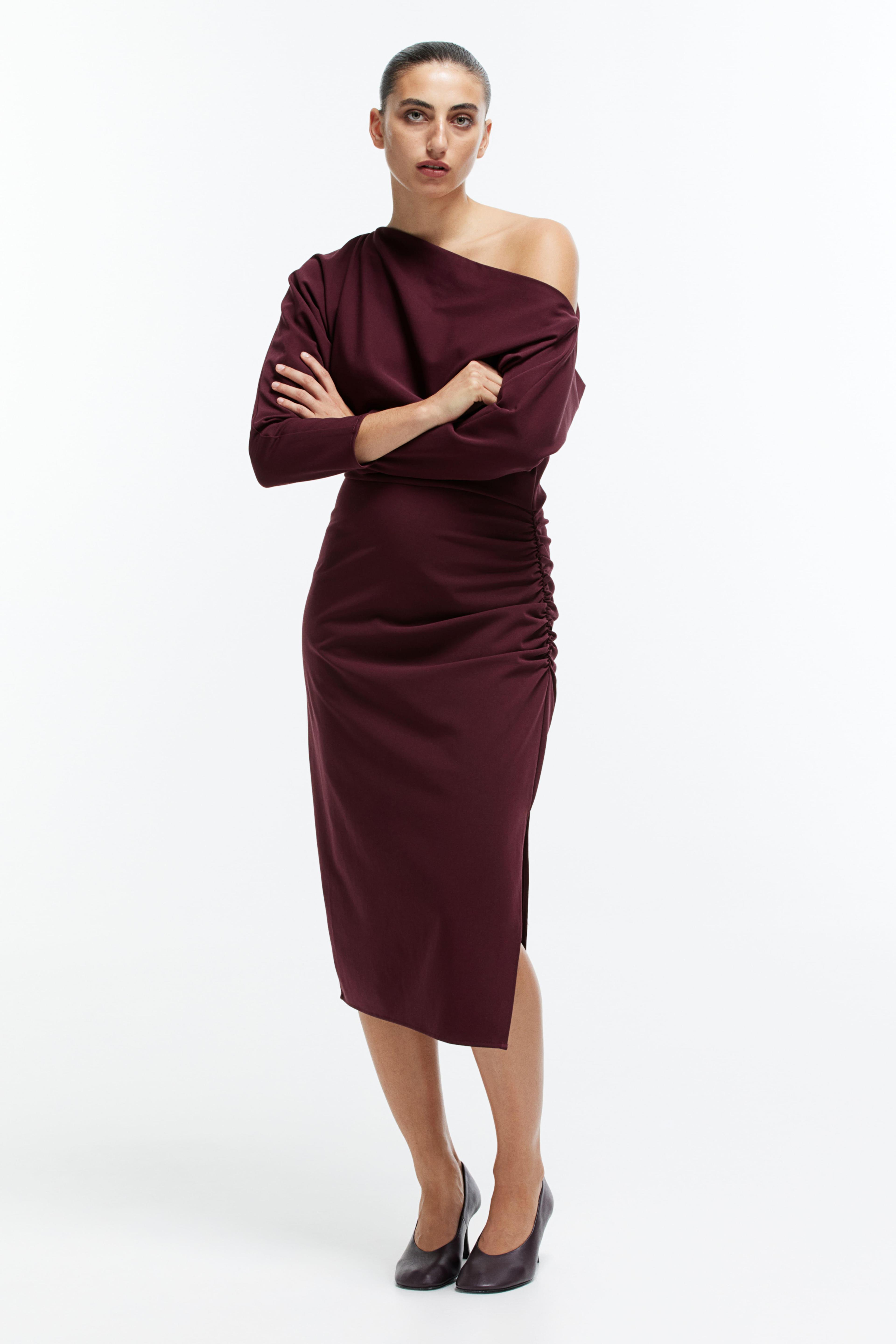 Draped One-Shoulder Dress Product Image