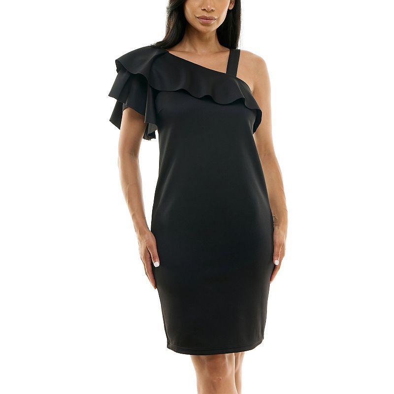 Womens Nina Leonard One-Shoulder Ruffled Dress Product Image