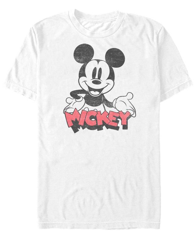 Mens Disney Mickey Mouse Happy Tee White Product Image