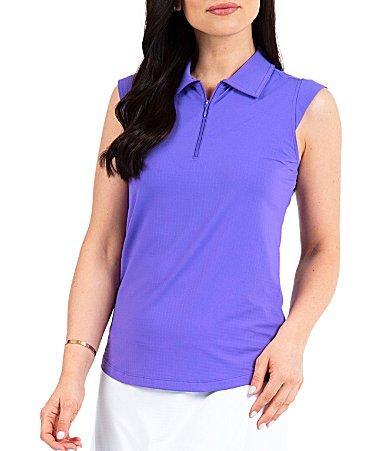 IBKUL Essential Solid Sleeveless Point Collar Polo Top Product Image