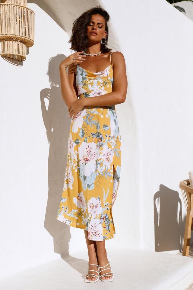 Blooming Tulips Midi Dress Yellow Product Image