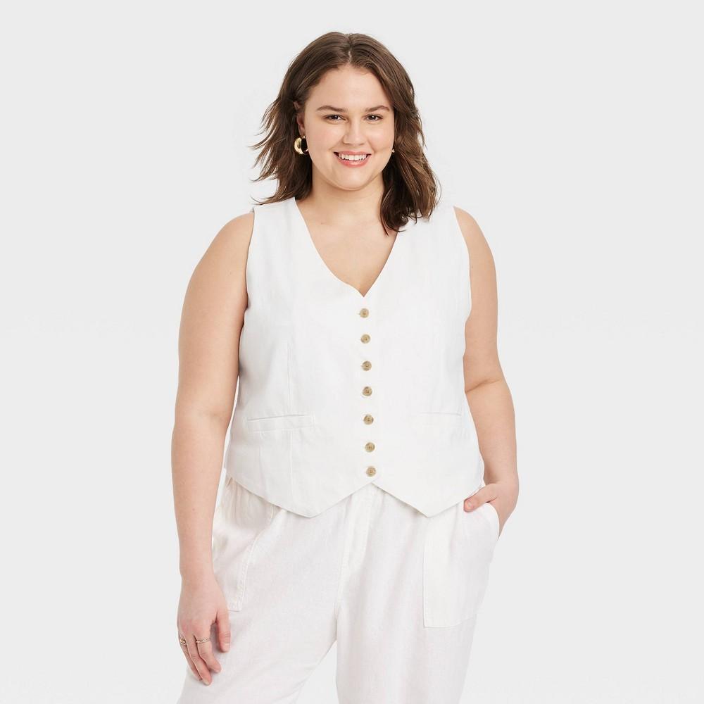 Womens Tailored Suit Vest - A New Day White XXL Product Image