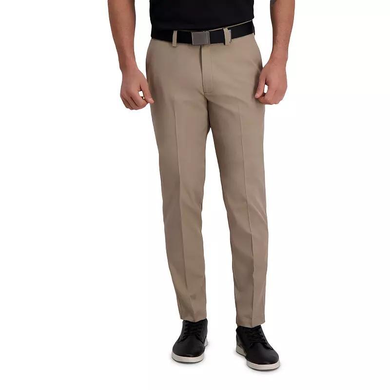 Mens Haggar Cool Right Performance Flex Slim-Fit Flat-Front Pants Dark Gray Grey Product Image