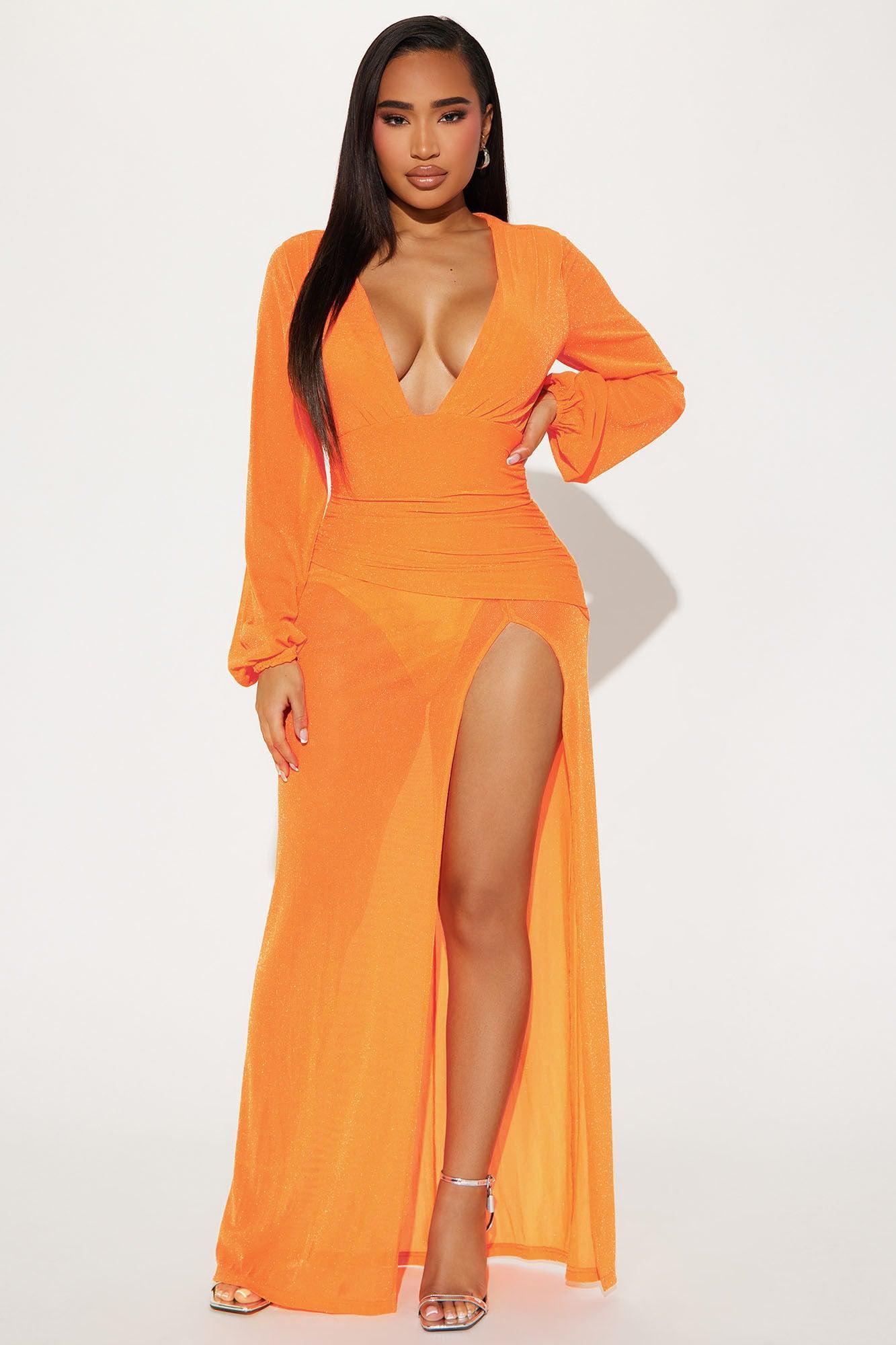 Diana Glitter Maxi Dress - Orange Product Image