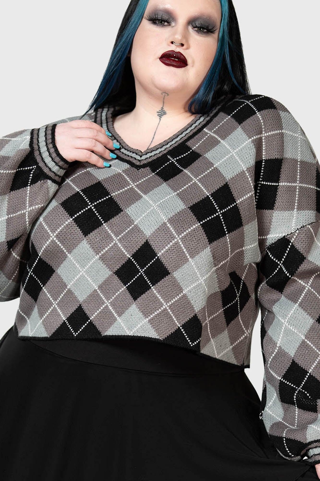 Nasiv Argyle Knit Top [PLUS] Female Product Image