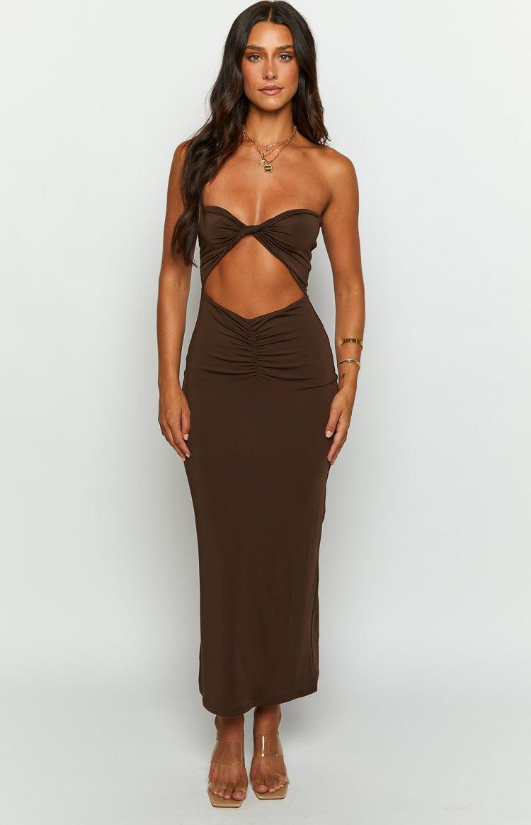 Juliete Brown Midi Dress Product Image