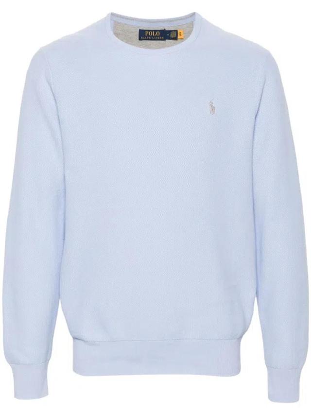 Polo Pony-embroidered Cotton Jumper In Blue Product Image