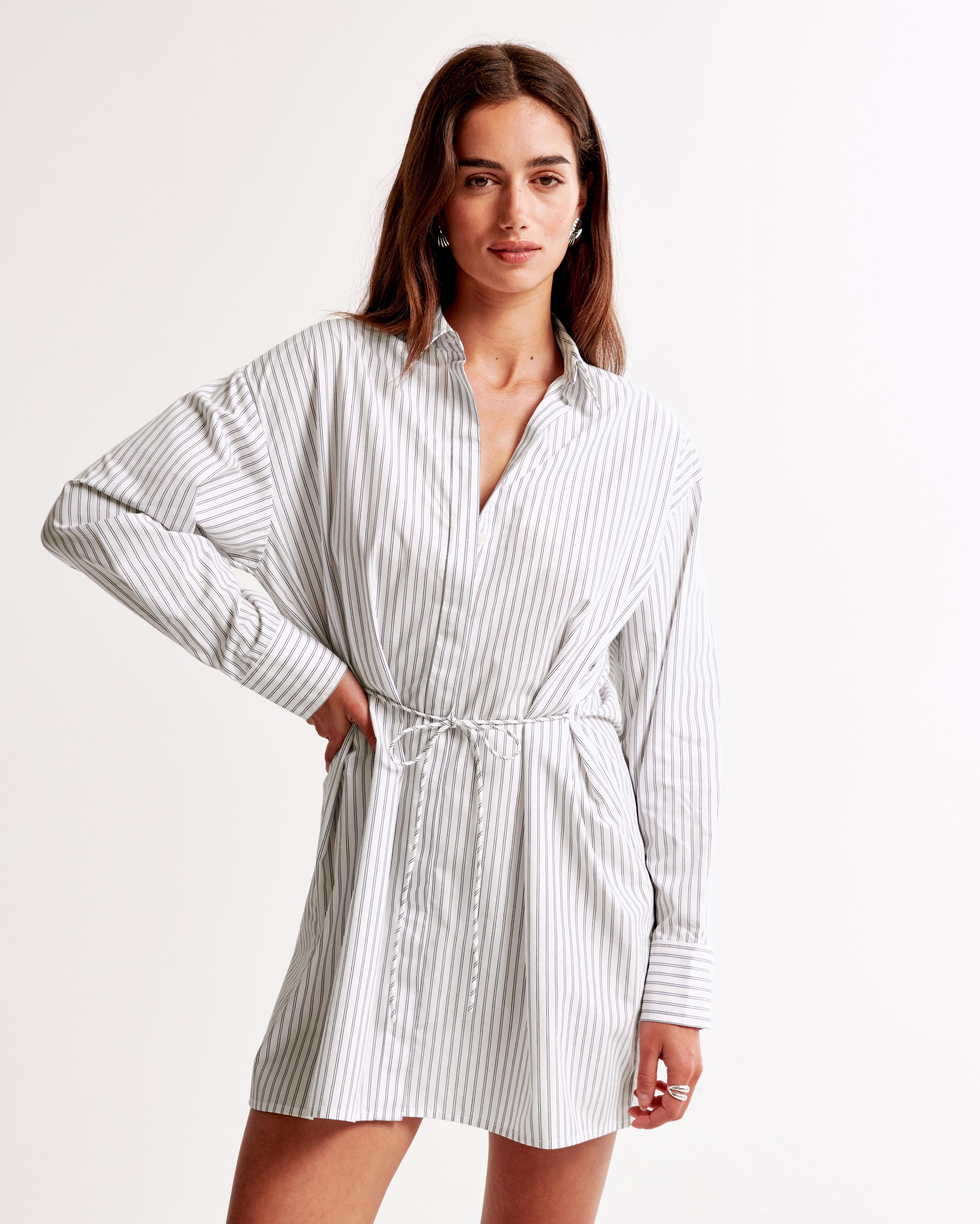 Long-Sleeve Mini Shirt Dress Product Image