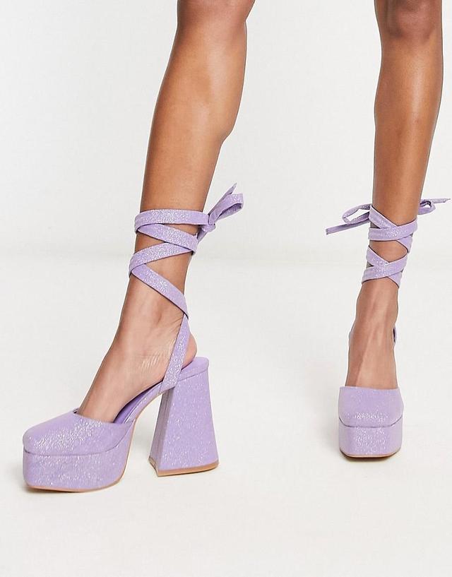 Daisy Street platform flared heeled shoes Product Image