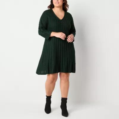 Jessica Howard Womens 3/4 Sleeve Sweater Dress Plus Product Image