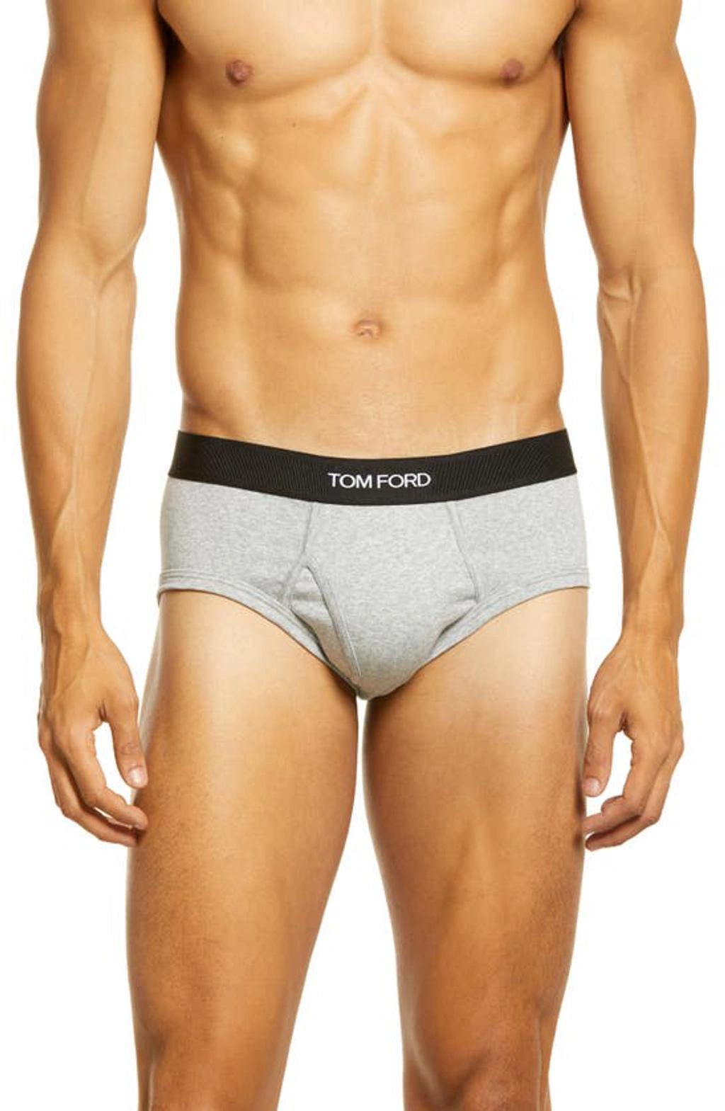 TOM FORD 2-pack Cotton Stretch Jersey Briefs In Grey Product Image