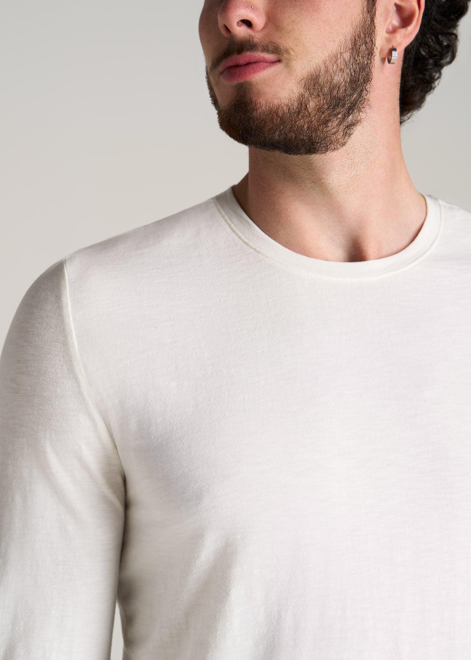 Slub Long Sleeve Scoop Tall Men's Tee in Ecru Product Image