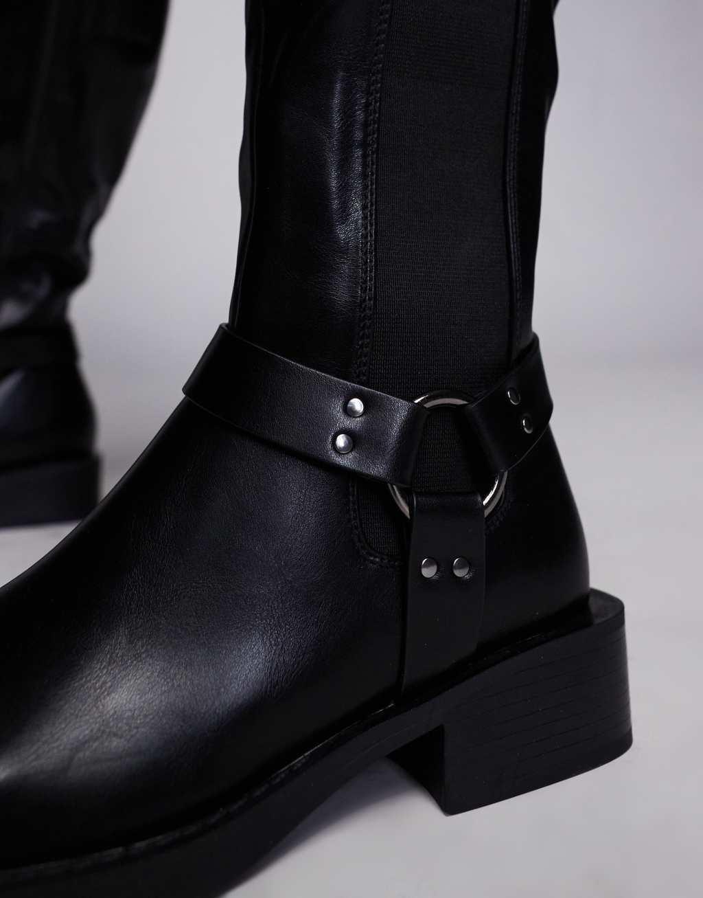 Simmi London Collins Buckle Knee Boot in Black Product Image