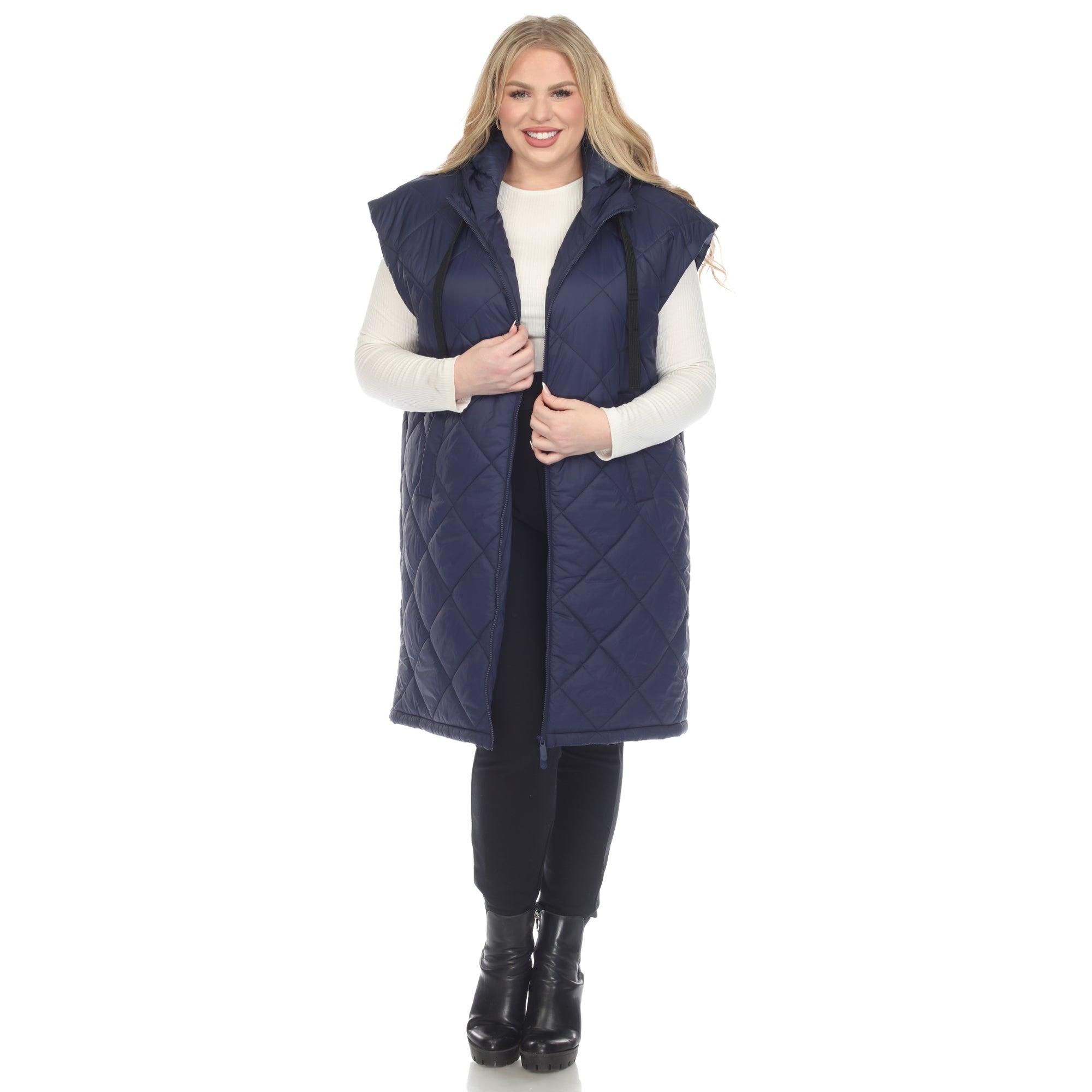 Diamond Quilted Hooded Puffer Vest - Plus product image