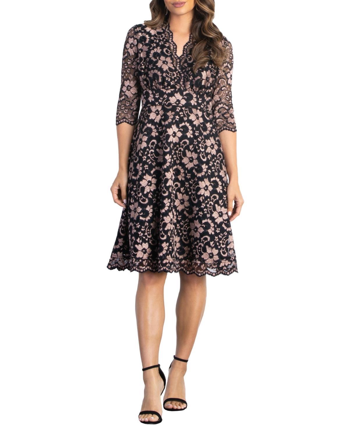 Kiyonna Womens Mon Cherie Floral Lace Cocktail Dress Product Image