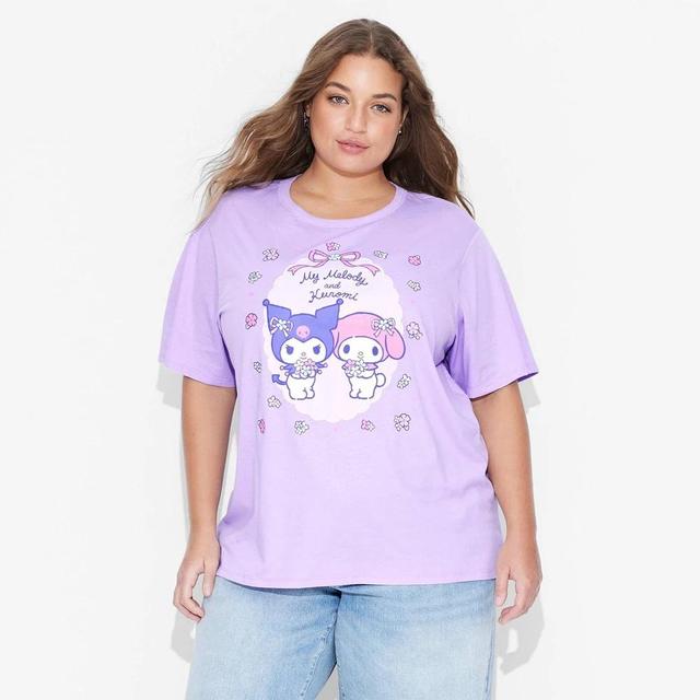 Womens My Melody and Kuromi Short Sleeve Graphic T-Shirt Product Image