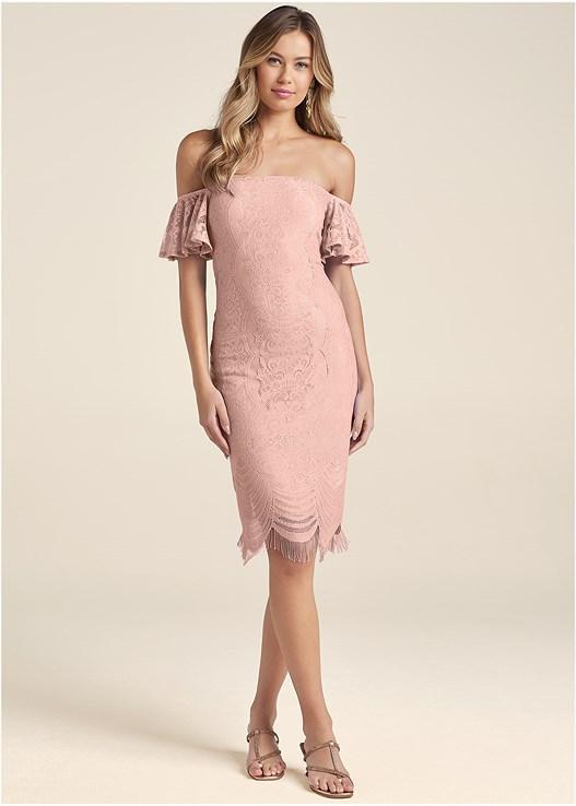 Off-The-Shoulder Lace Dress Product Image